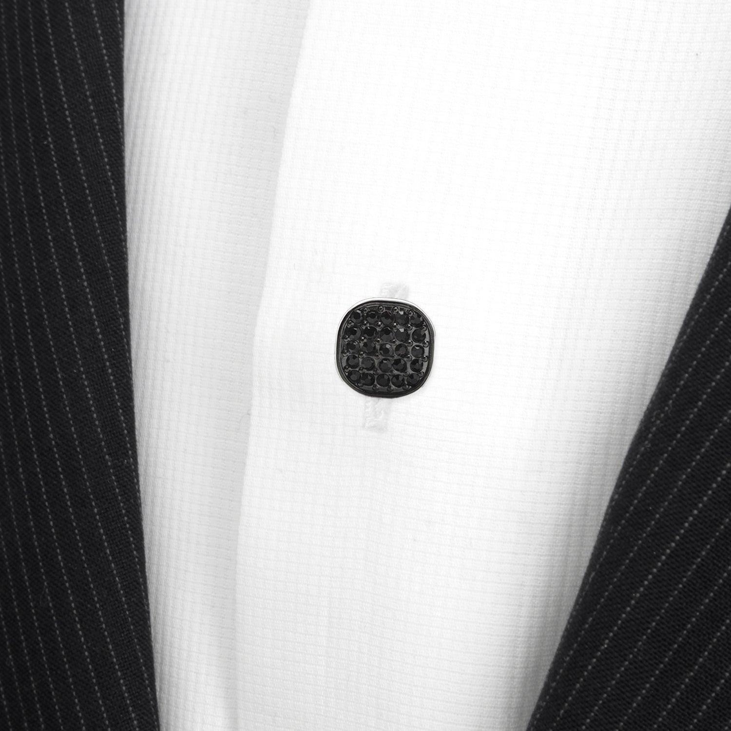  Cufflinks Black Stainless Steel Black Pave Crystal 5-Studs - Default Title - Bonton