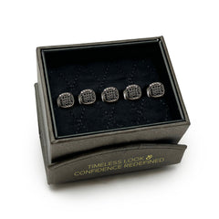 Black Stainless Steel Black Pave Crystal 5-Studs