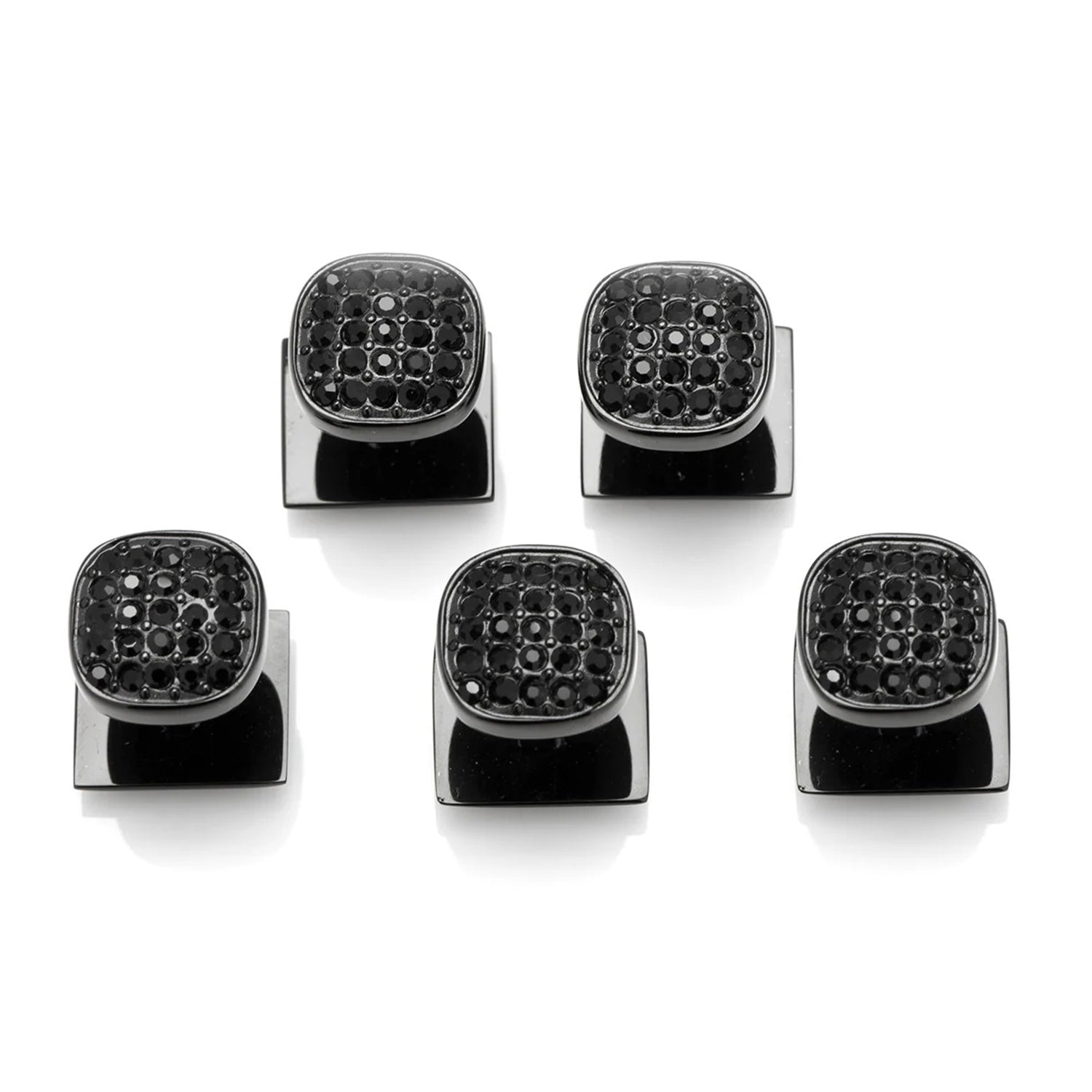  Cufflinks Black Stainless Steel Black Pave Crystal 5-Studs - Default Title - Bonton