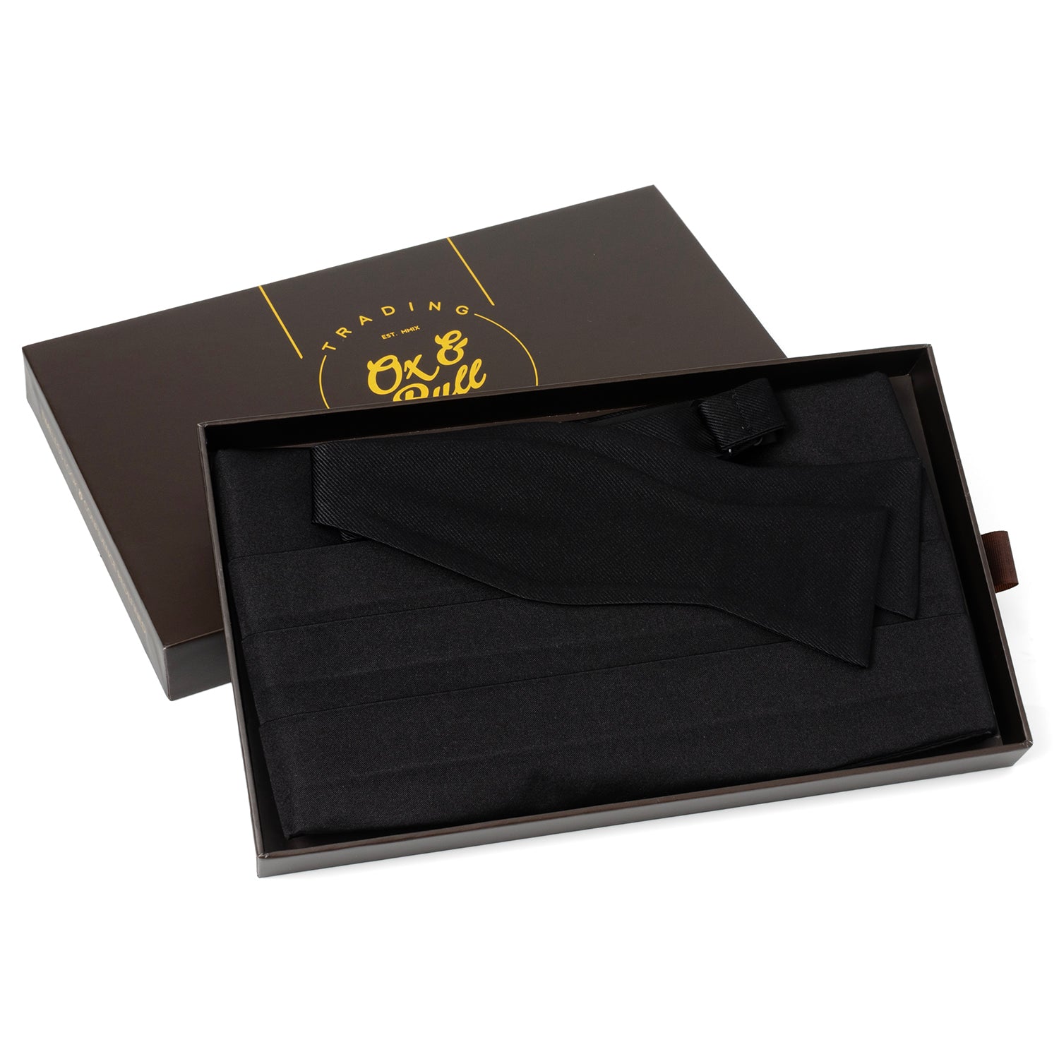  Cufflinks Black Silk Cummerbund and Bowtie Set - Default Title - Bonton