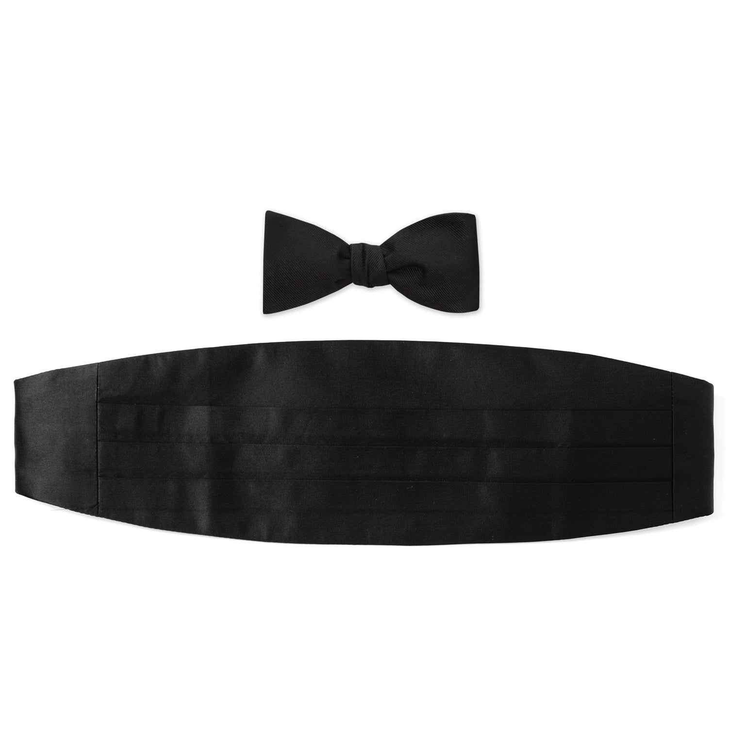  Cufflinks Black Silk Cummerbund and Bowtie Set - Default Title - Bonton