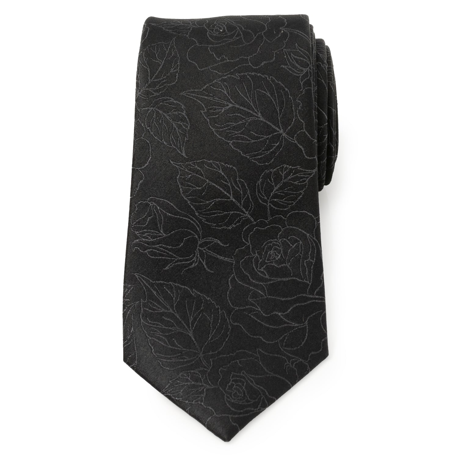  Cufflinks Black Floral Men's Tie - Default Title - Bonton