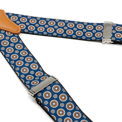 Blue Motif Patterned Convertible Suspenders