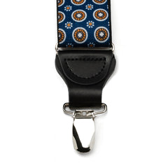 Blue Motif Patterned Convertible Suspenders