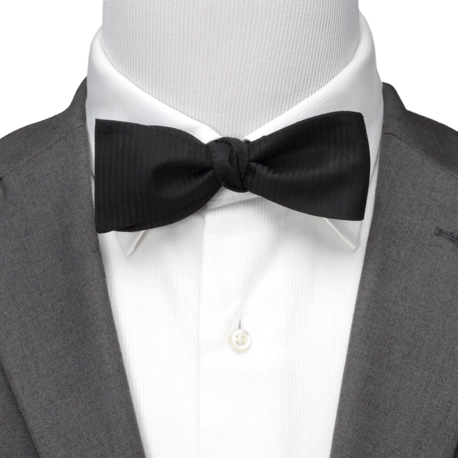  Cufflinks Black Formal Pinstripe Silk Bow Tie - Default Title - Bonton