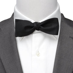 Black Formal Pinstripe Silk Bow Tie