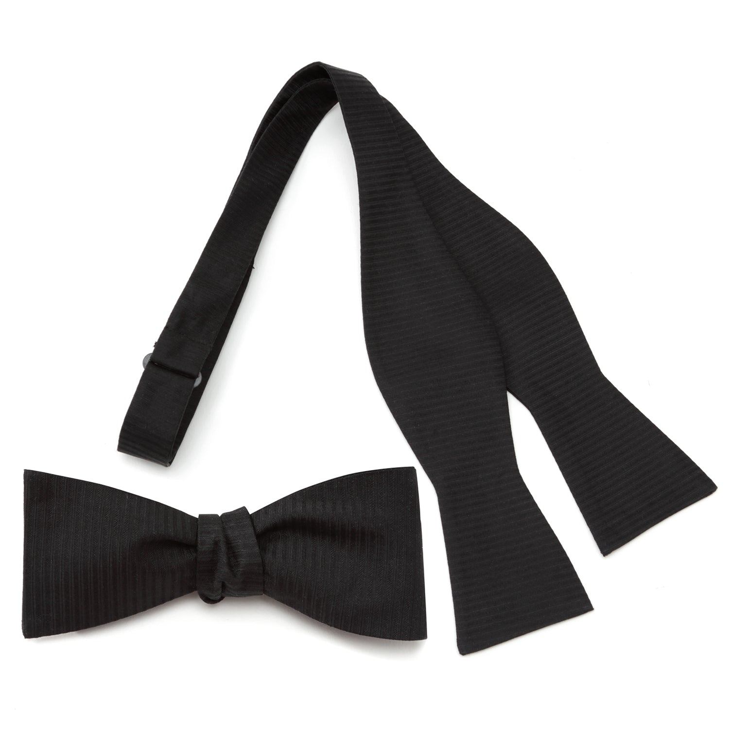  Cufflinks Black Formal Pinstripe Silk Bow Tie - Default Title - Bonton