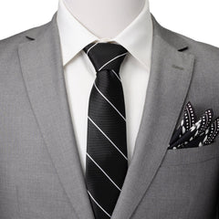 Classic Black Striped Silk Men's Tie