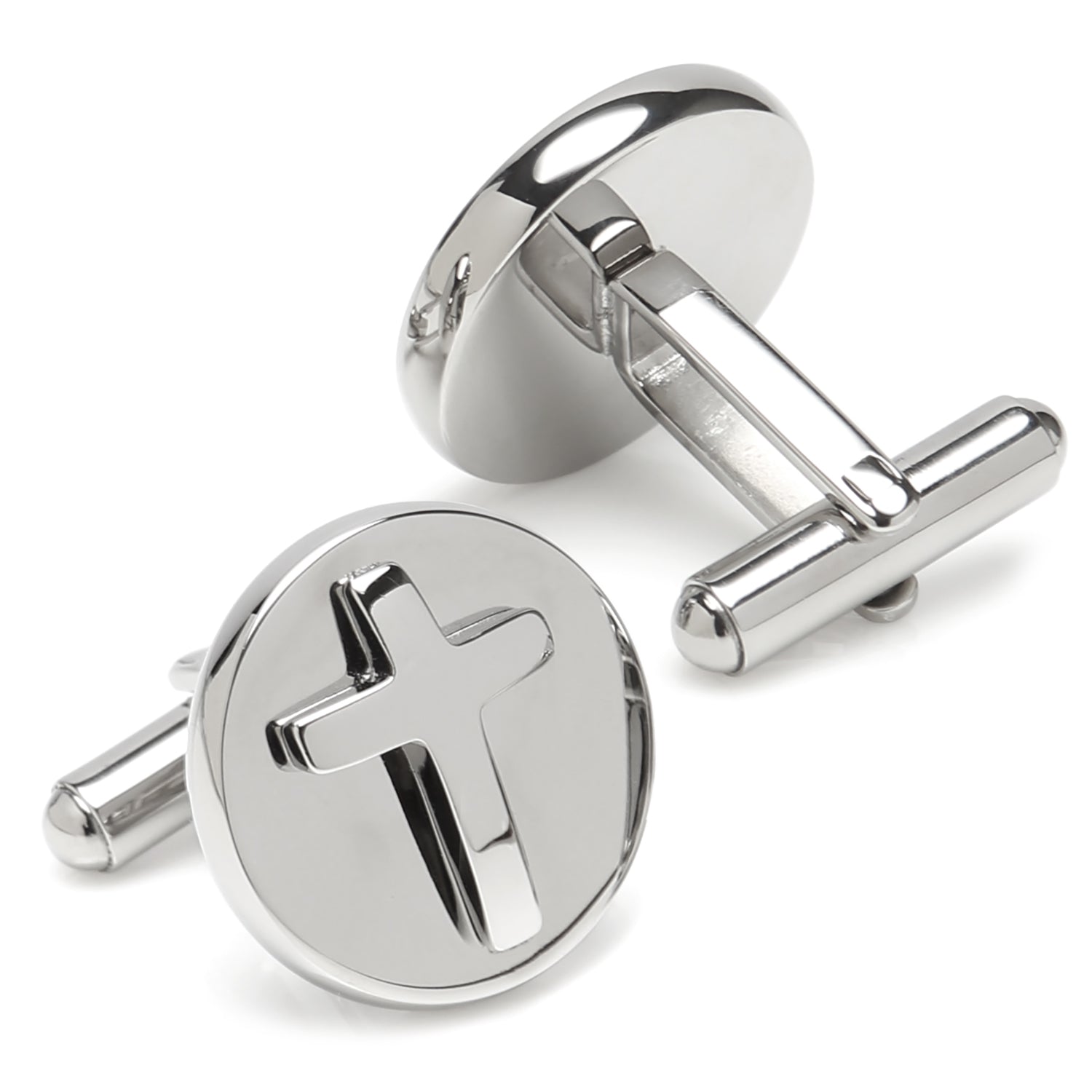  Cufflinks Cross Round Stainless Steel Cufflinks - Default Title - Bonton