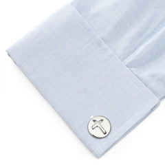 Cross Round Stainless Steel Cufflinks