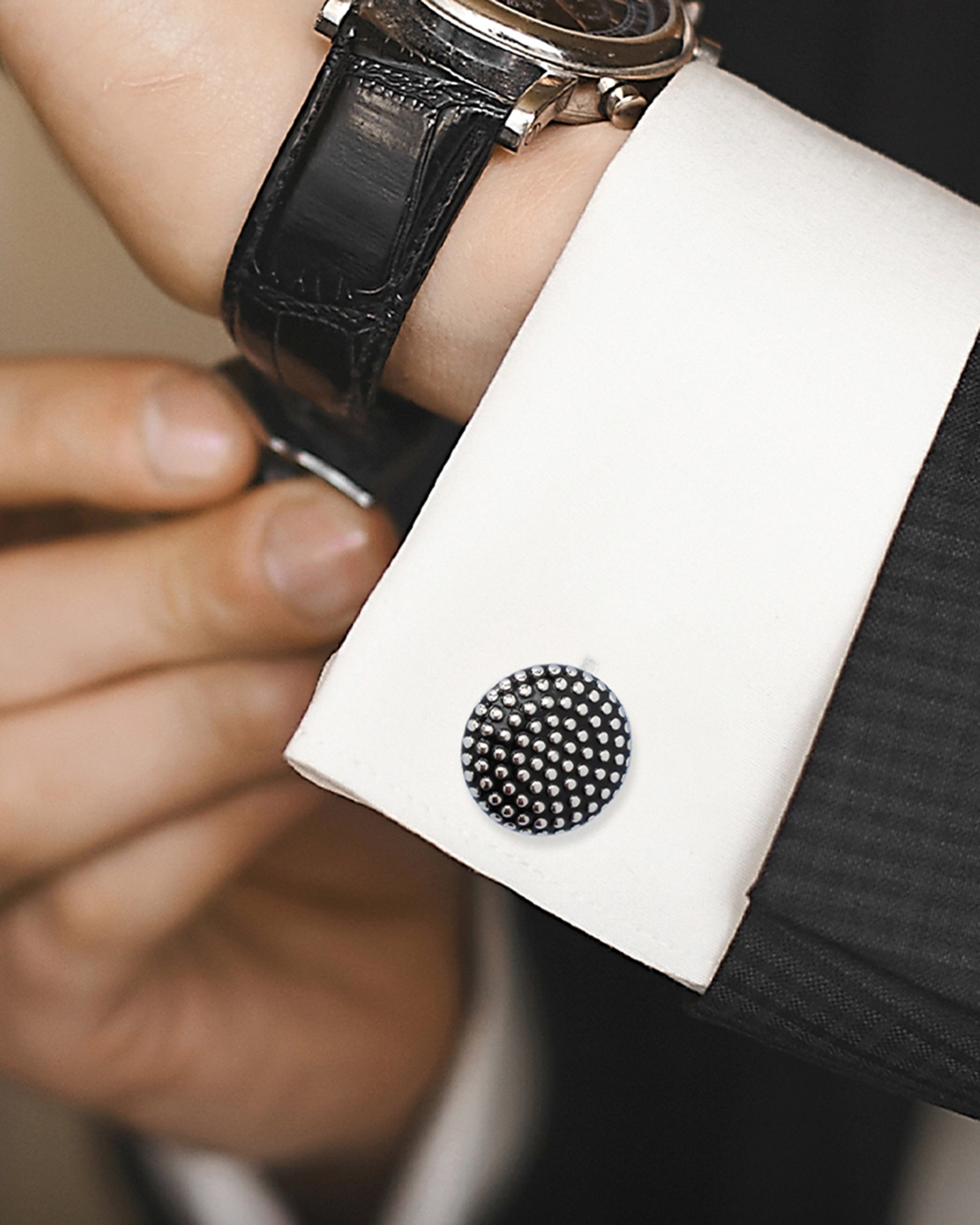  Cufflinks Silver Circle Dot Texture Cufflinks - Default Title - Bonton