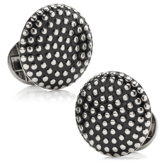 Silver Circle Dot Texture Cufflinks