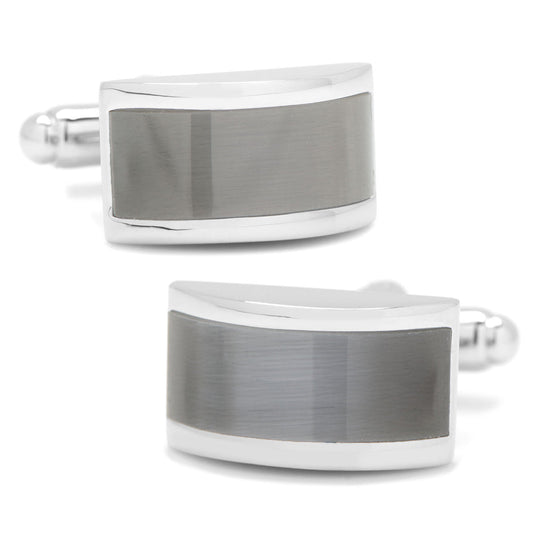 Gray Cat's Eye Bridged Cufflinks