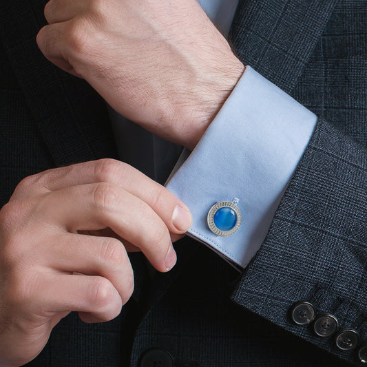 Radiant Blue Catseye Stainless Steel Cufflinks