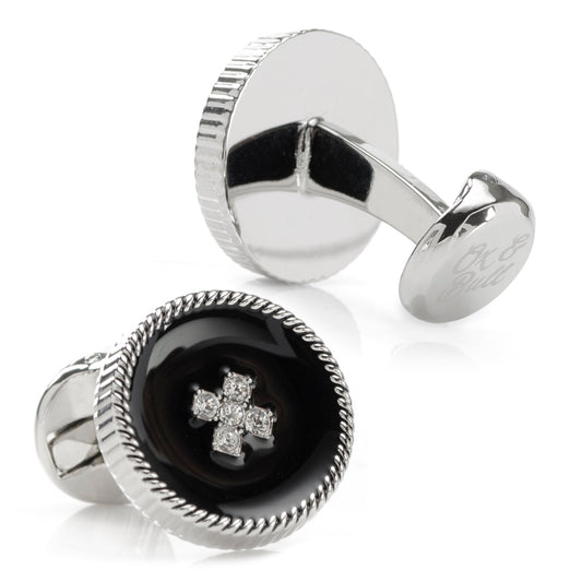 Crystal Button Rope Cufflinks