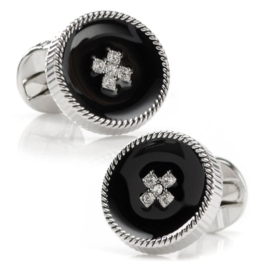 Crystal Button Rope Cufflinks