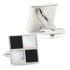 Mother of Pearl and Onyx Check Cufflinks