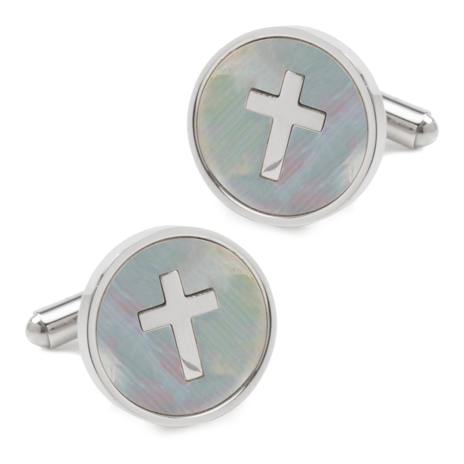  Cufflinks Cross Mother of Pearl Stainless Steel Cufflinks - Default Title - Bonton