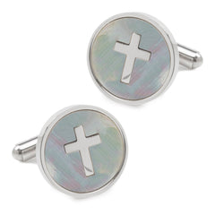 Cross Mother of Pearl Stainless Steel Cufflinks