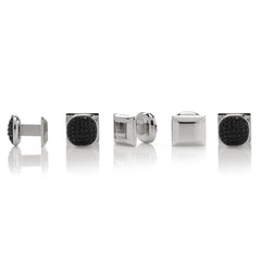 Stainless Steel With Black Pave Crystal 5-Studs