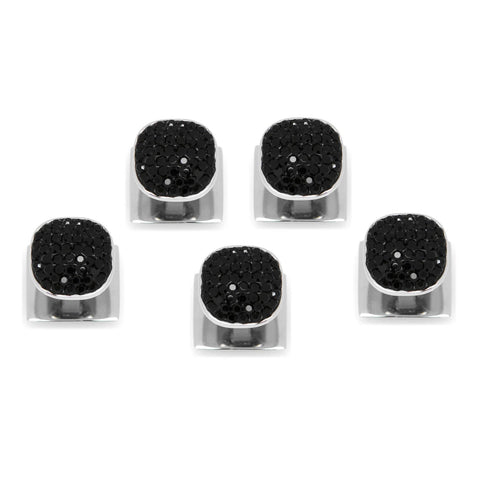 Stainless Steel With Black Pave Crystal 5-Studs