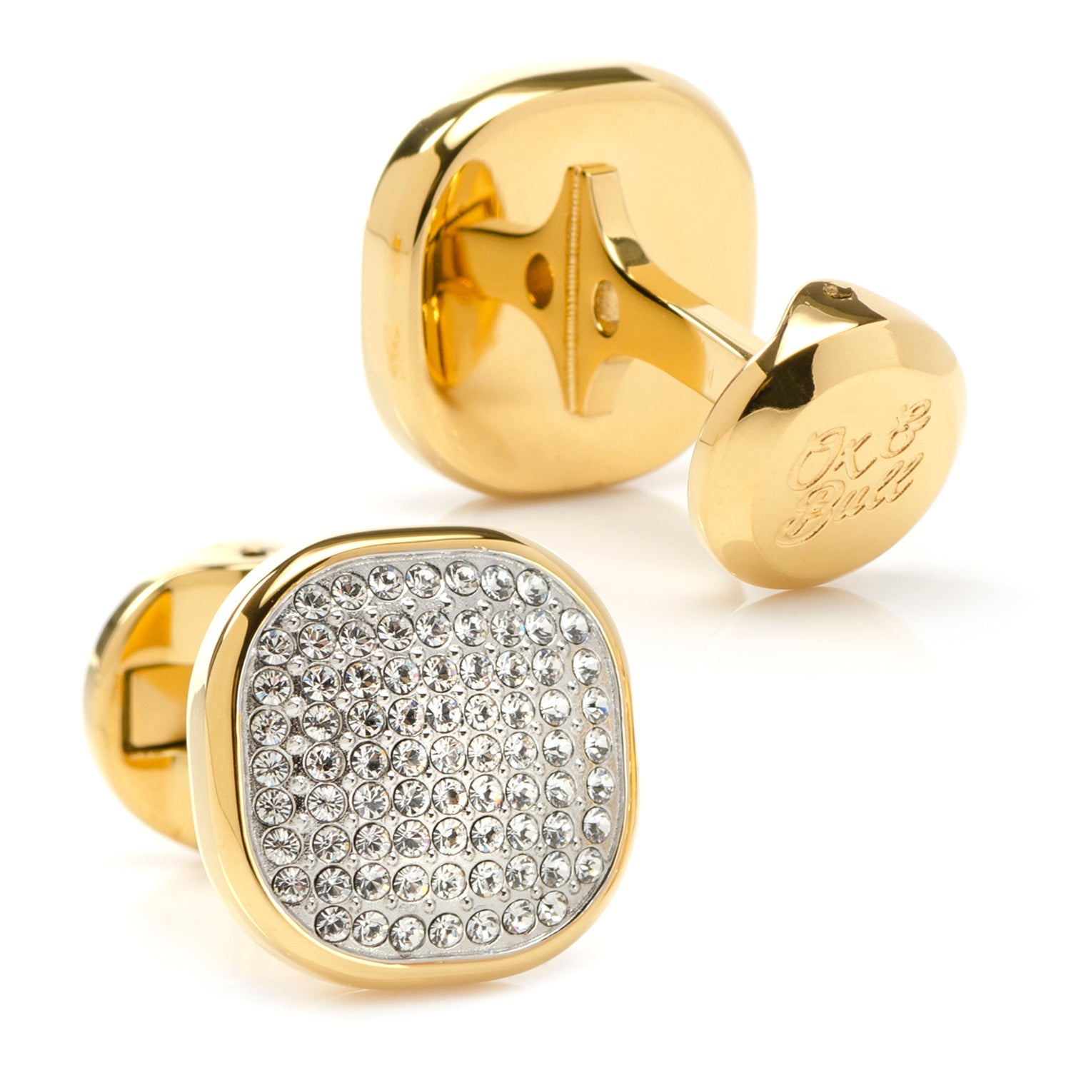  Cufflinks Gold Stainless Steel White Pave Crystal Cufflinks - Default Title - Bonton