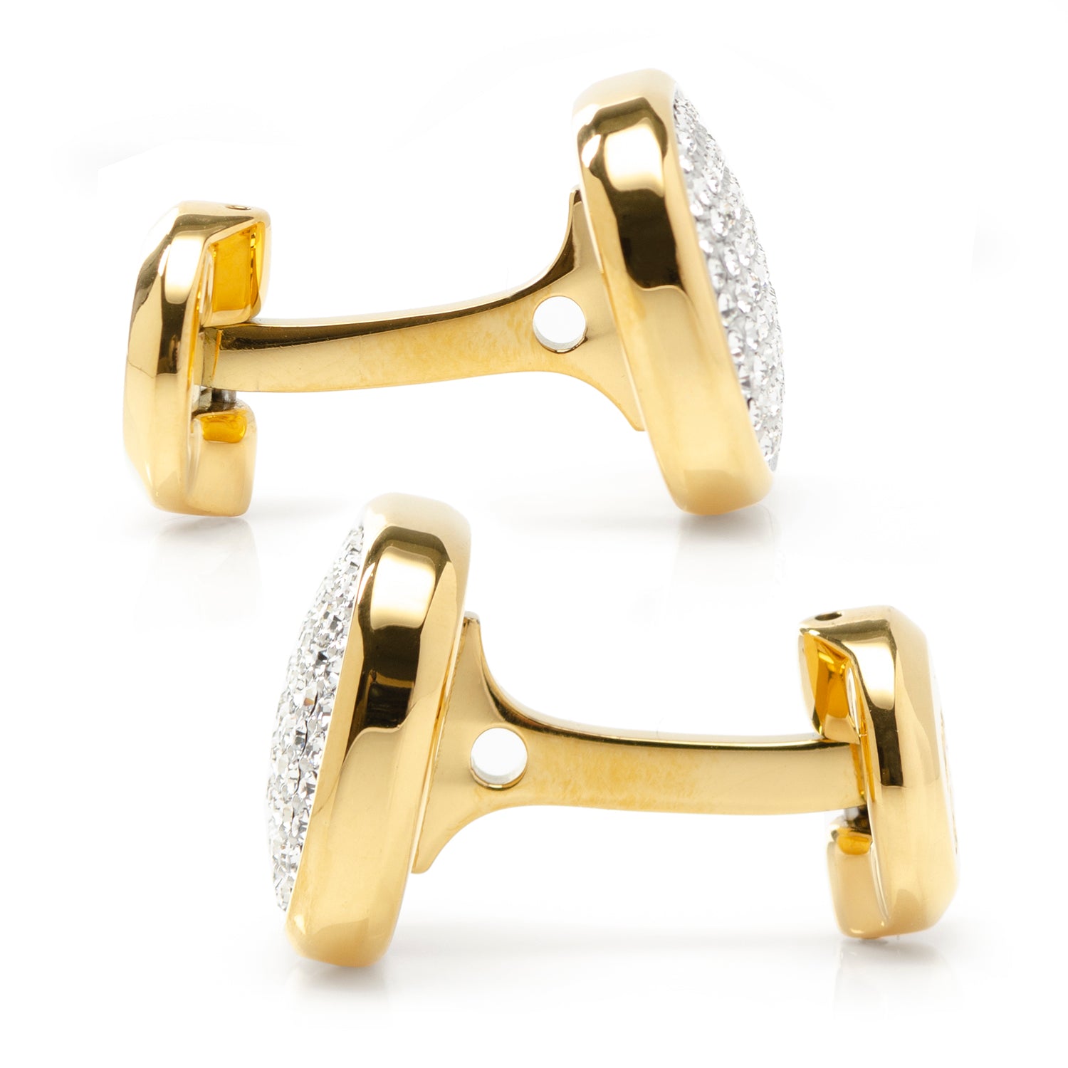  Cufflinks Gold Stainless Steel White Pave Crystal Cufflinks - Default Title - Bonton