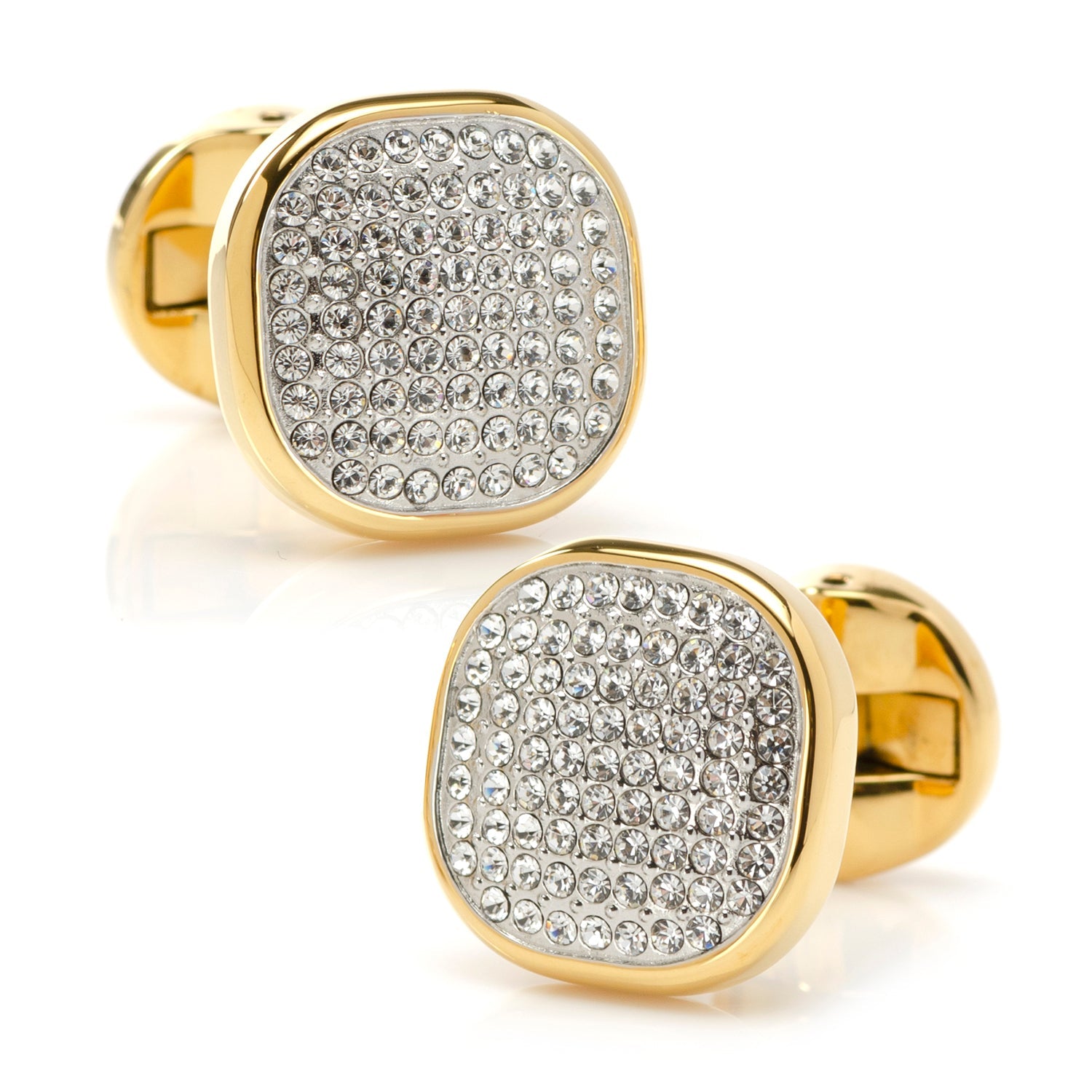  Cufflinks Gold Stainless Steel White Pave Crystal 5-Stud Set - Default Title - Bonton