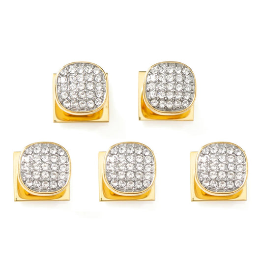 Gold Stainless Steel White Pave Crystal 5-Studs