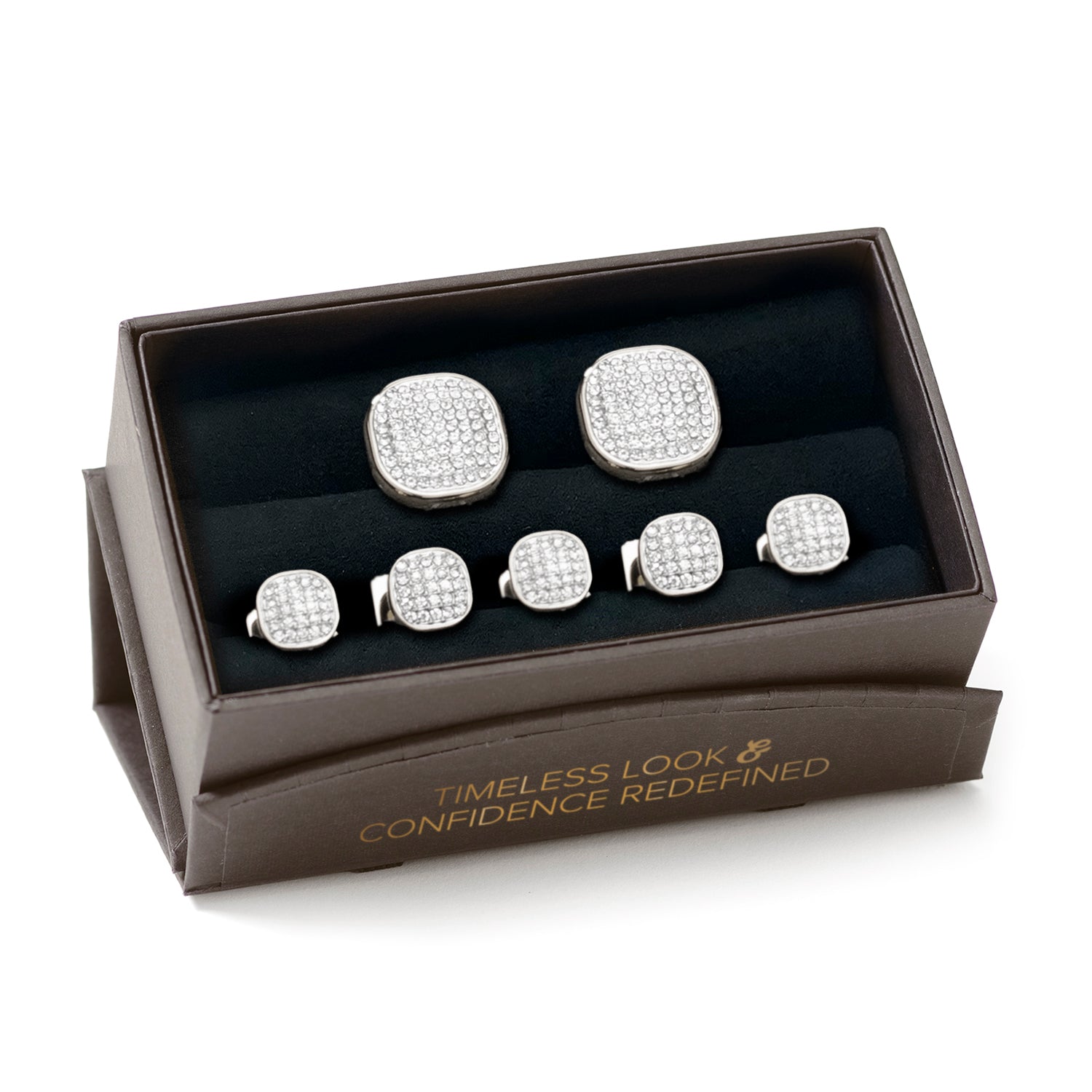  Cufflinks White Pave Crystal 5-Stud Set - Default Title - Bonton