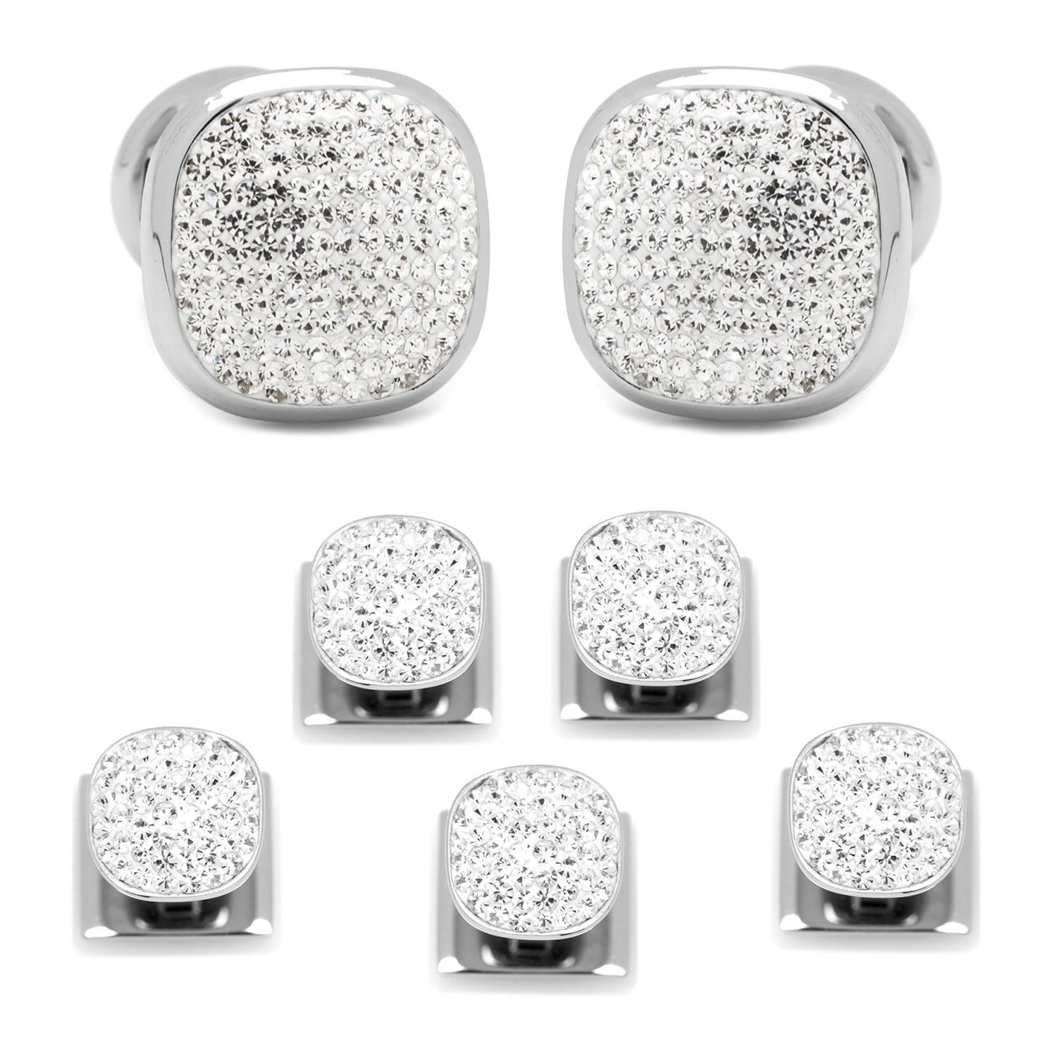  Cufflinks White Pave Crystal 5-Stud Set - Default Title - Bonton