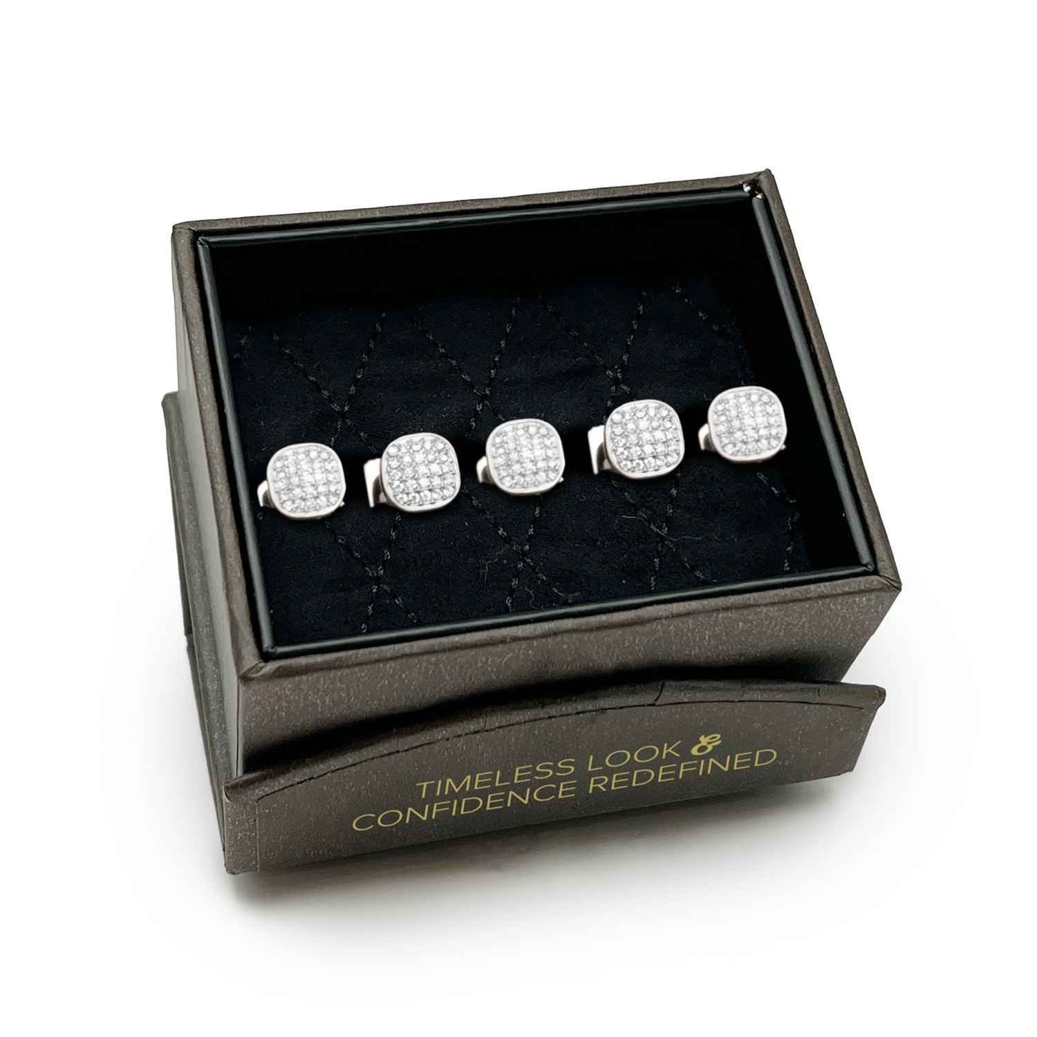  Cufflinks White Pave Crystal 5-Studs - Default Title - Bonton