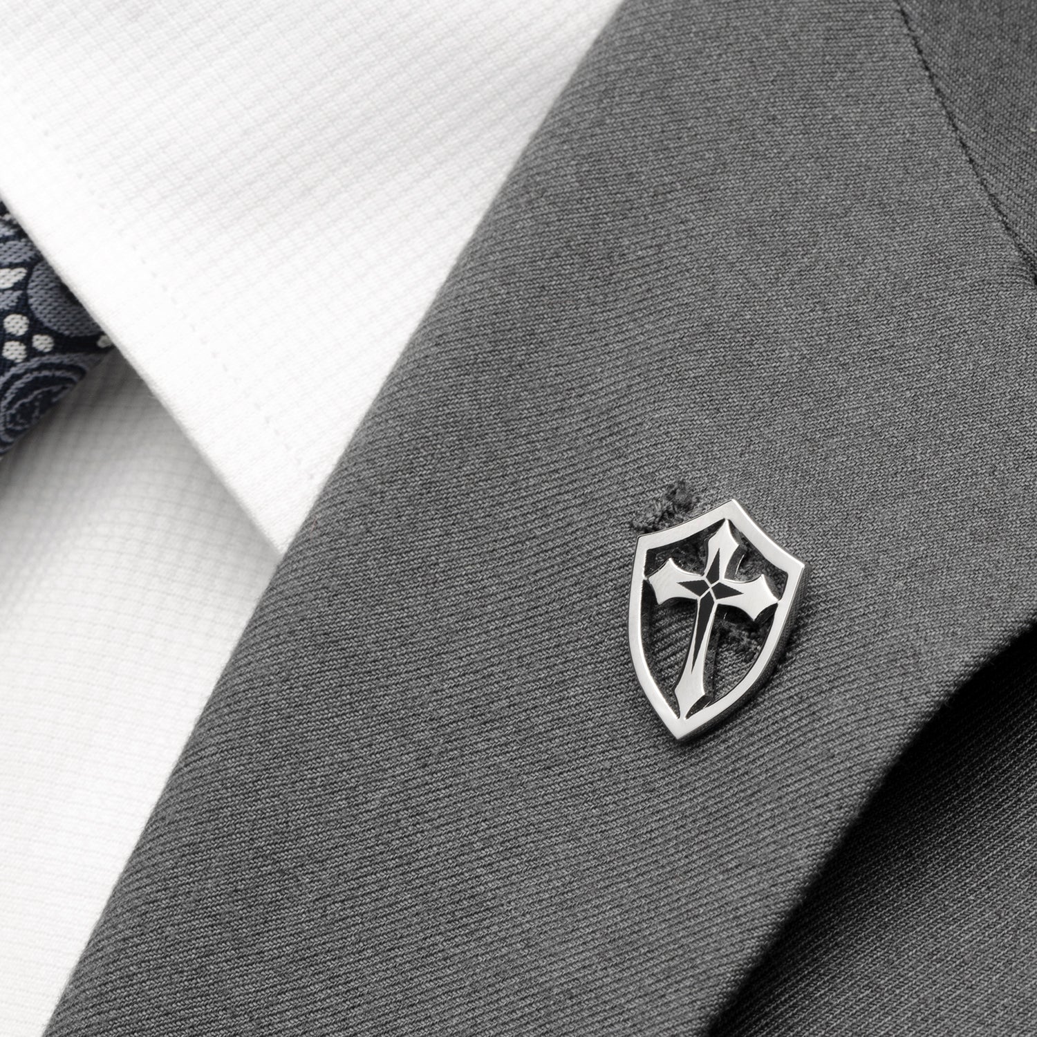  Cufflinks Stainless Steel Cross Shield Lapel Pin - Default Title - Bonton