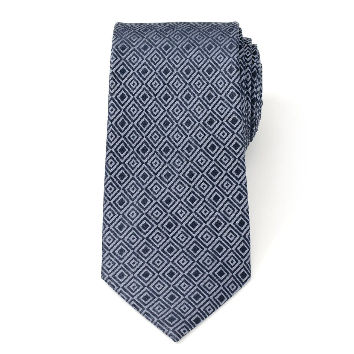  Cufflinks Navy Patterned Men's Tie - Default Title - Bonton