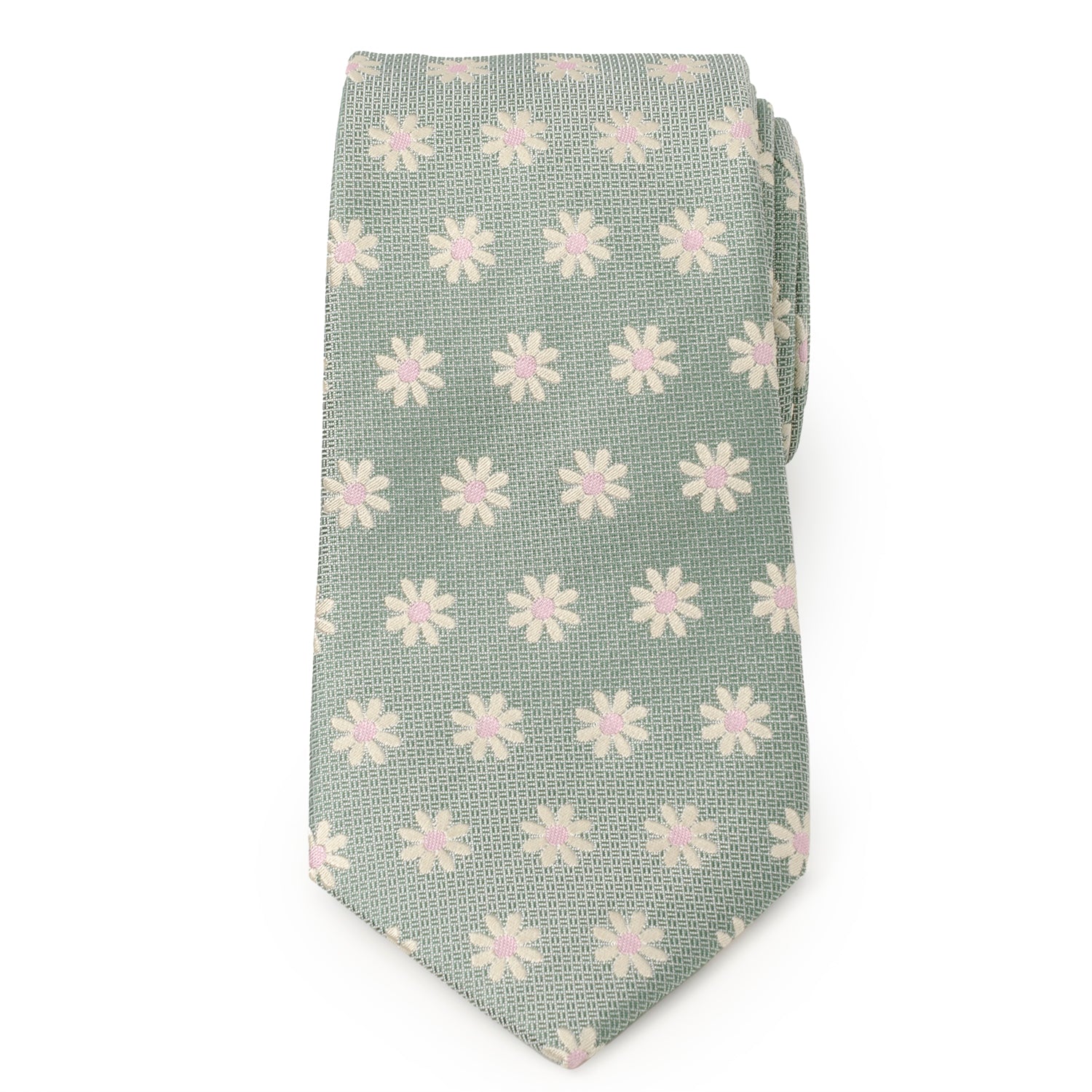  Cufflinks Daisy Soft Green Men's Tie - Default Title - Bonton