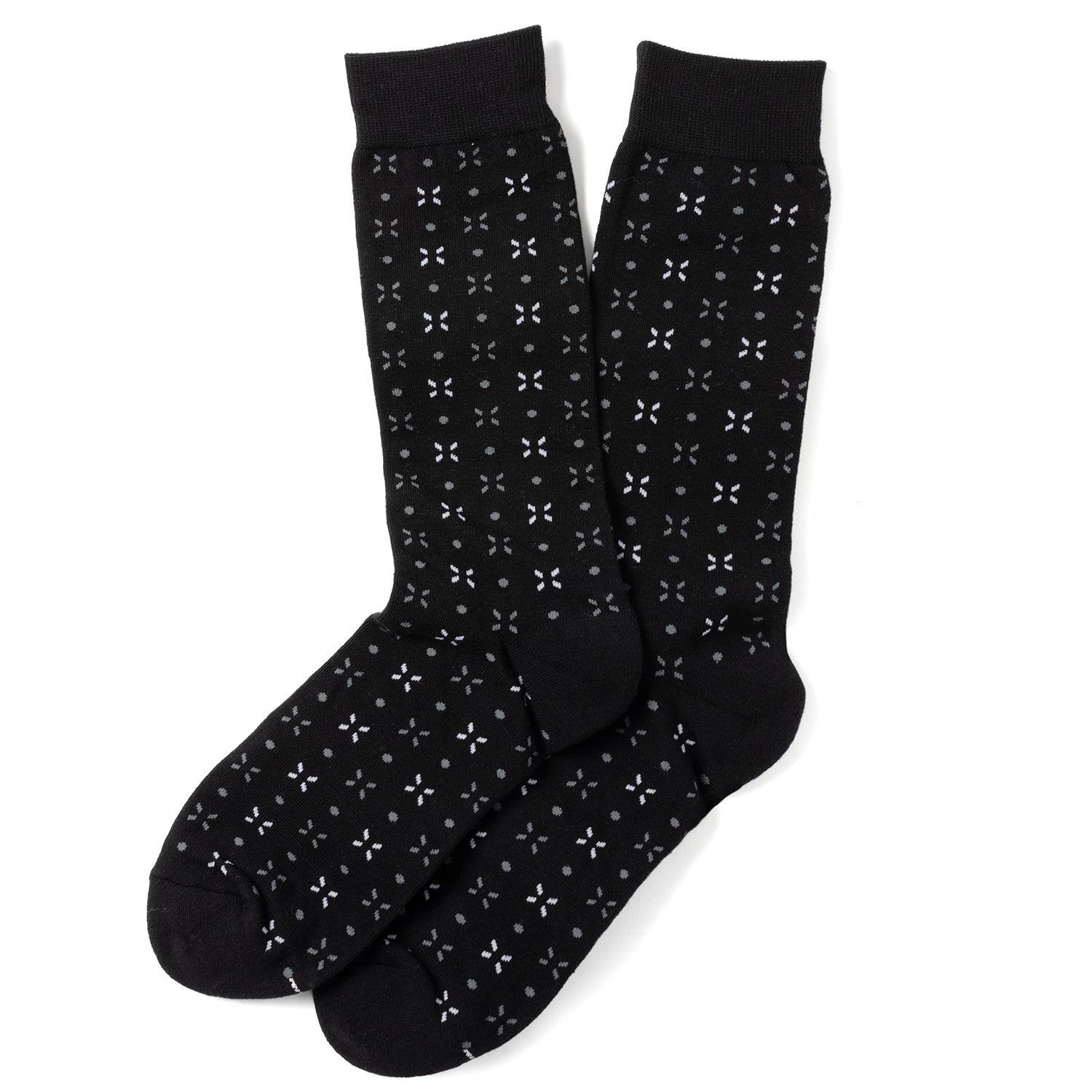  Cufflinks Dot Patterned Black Men's Socks - Default Title - Bonton