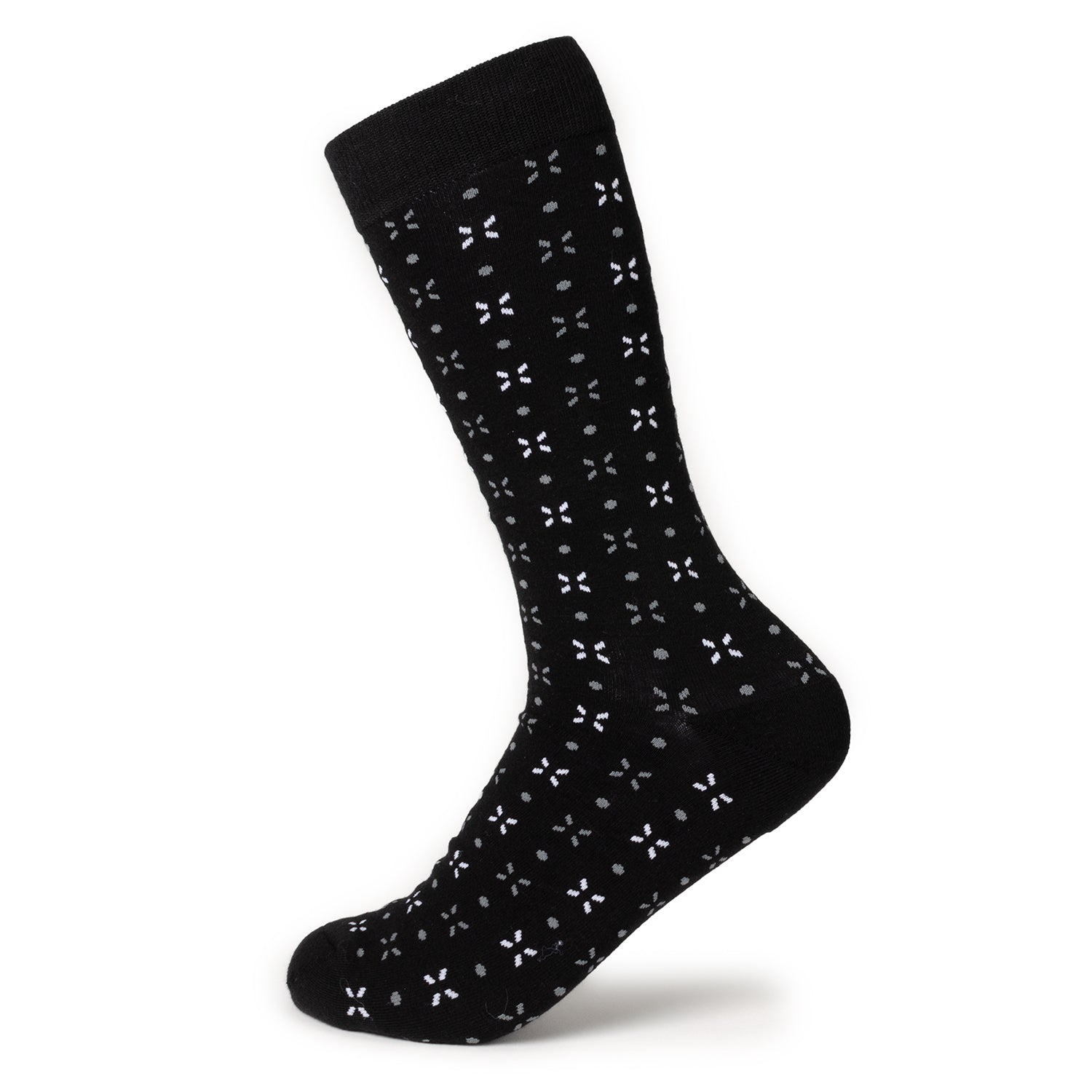  Cufflinks Dot Patterned Black Men's Socks - Default Title - Bonton