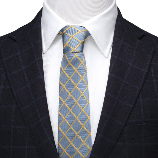 The Edward Tie (Gold Check Men's Tie)