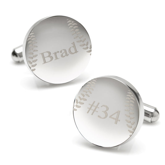 Stainless Steel Engravable Baseball Cufflinks