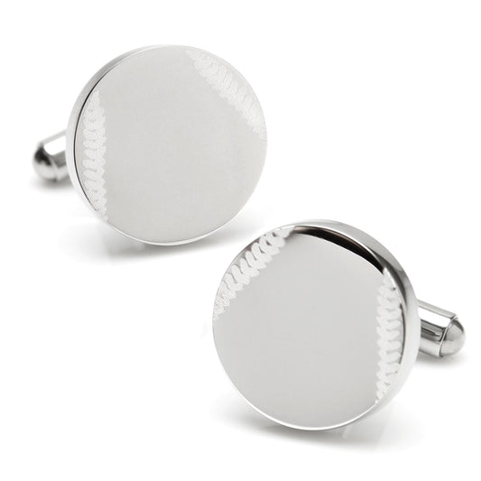 Stainless Steel Engravable Baseball Cufflinks