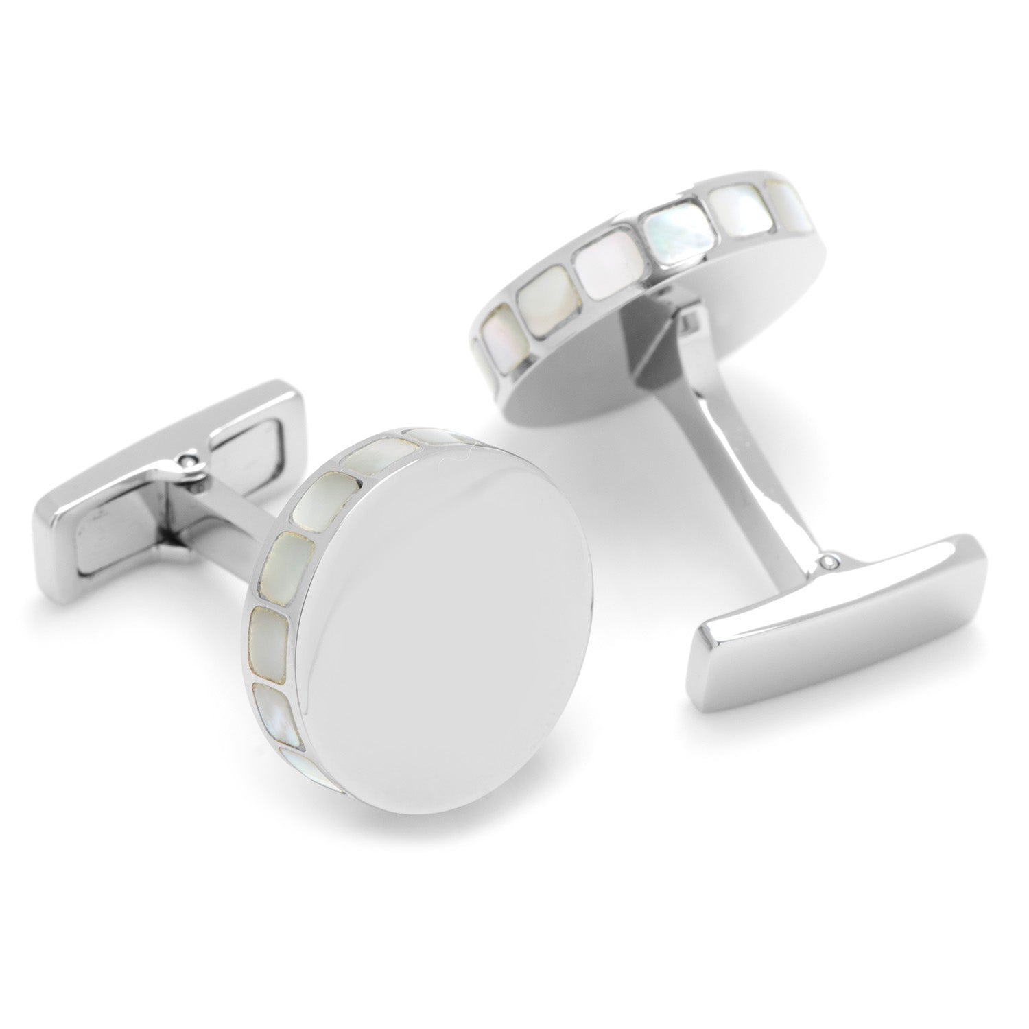  Cufflinks Stainless Steel Mother of Pearl Mosaic Engravable Cufflinks - Default Title - Bonton