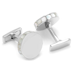 Stainless Steel Mother of Pearl Mosaic Engravable Cufflinks