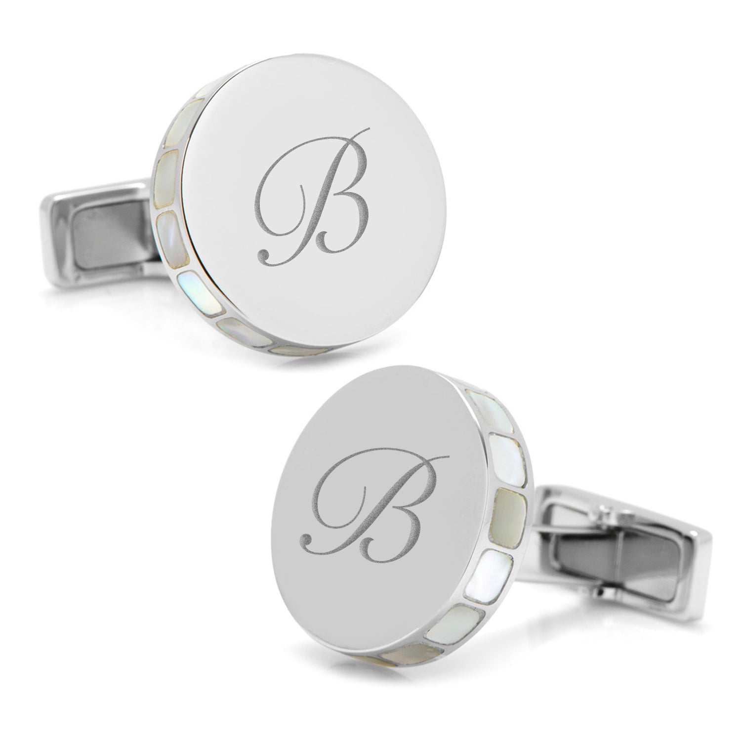  Cufflinks Stainless Steel Mother of Pearl Mosaic Engravable Cufflinks - Default Title - Bonton