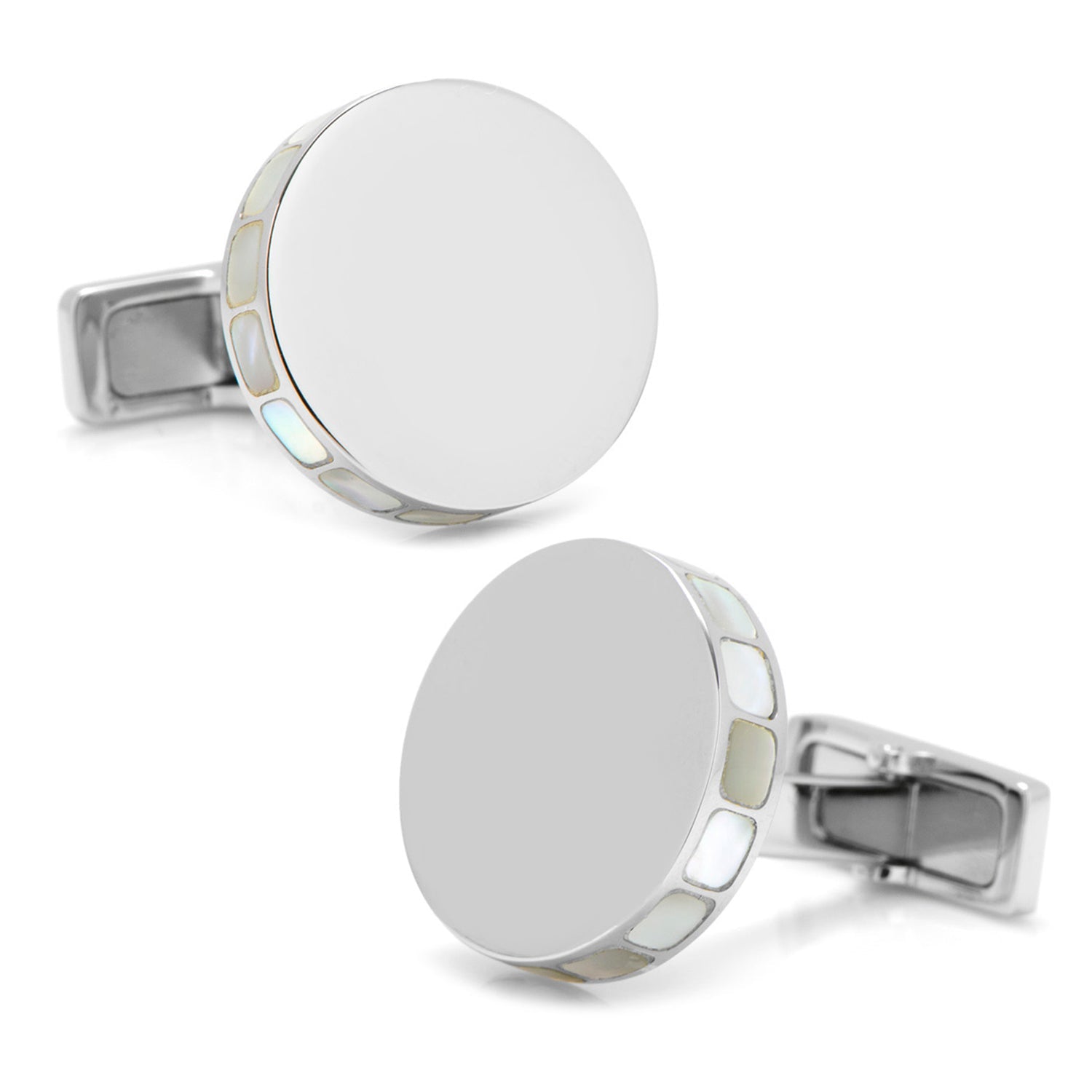  Cufflinks Stainless Steel Mother of Pearl Mosaic Engravable Cufflinks - Default Title - Bonton