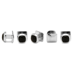 Faceted Onyx Cushion Stainless Steel 5-Stud Set