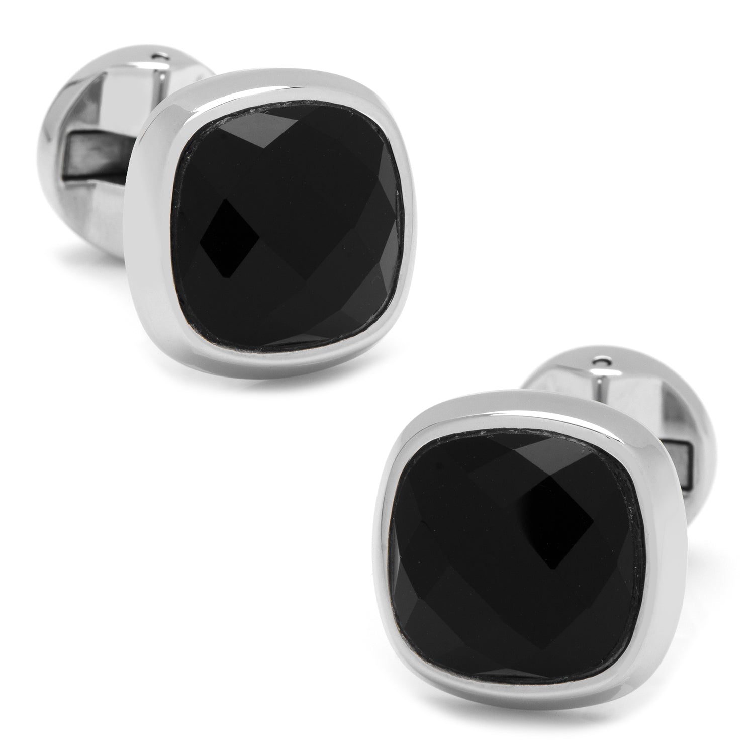  Cufflinks Faceted Onyx Cushion Stainless Steel 5-Stud Set - Default Title - Bonton