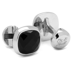 Faceted Onyx Cushion Stainless Steel 5-Stud Set