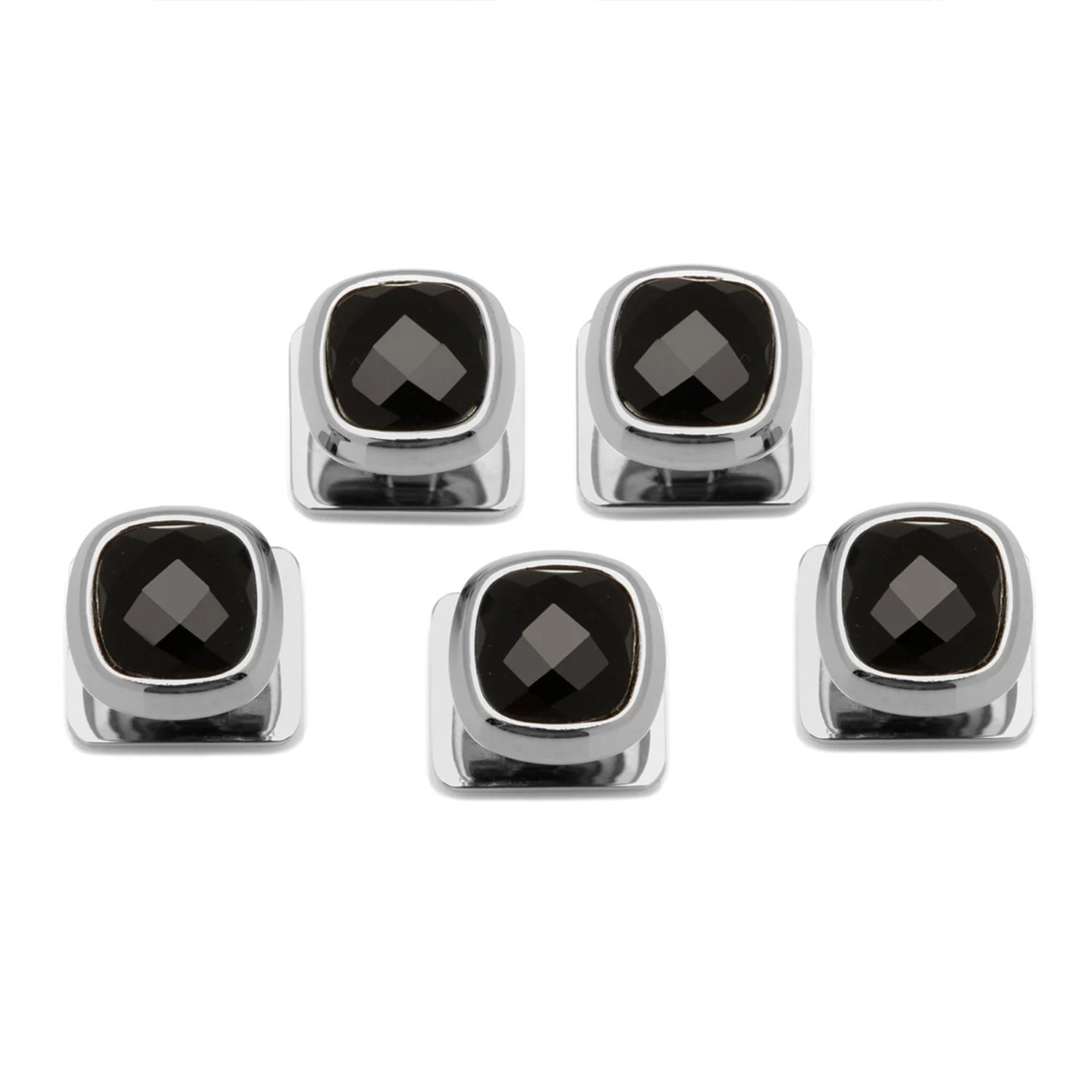  Cufflinks Faceted Onyx Cushion 5-Studs - Default Title - Bonton