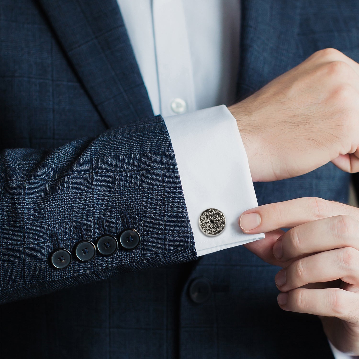  Cufflinks Antique Filigree Round Cufflinks - Default Title - Bonton