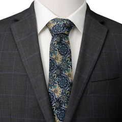 Kaleido Floral Navy Tan Accented Men's Tie